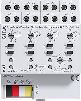 Gira 543500 eNet Schalt-/Tastaktor 8fach/ Jalousieaktor 4fach, REG