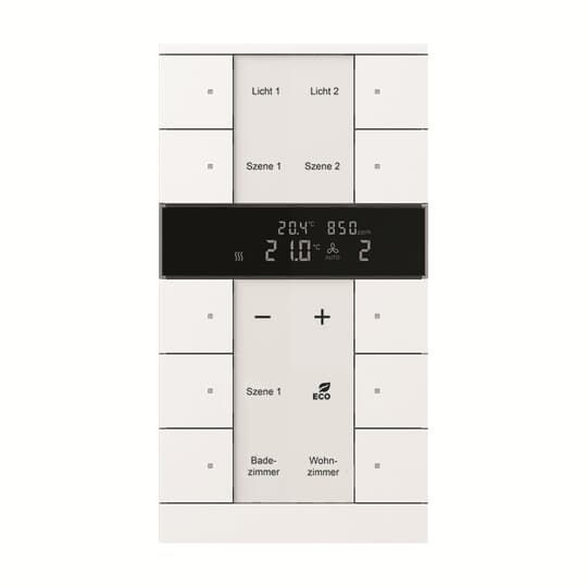Busch-Jaeger SBC/U10.0.11-84 Raumtemperaturregler mit CO₂/FeuchteSensor, 10-fach mit Bedienfunktion, studioweiß glänzend, Busch-Tenton