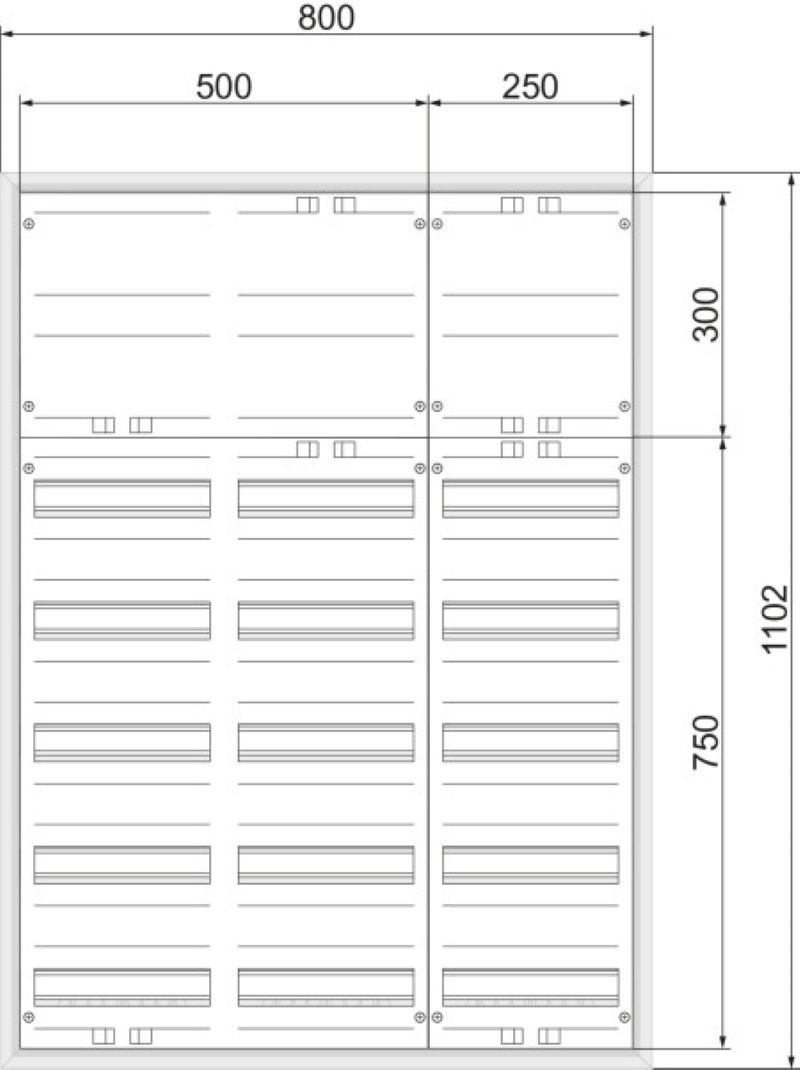 ABN ABNRM307K02 Feldverteiler AP mit Volltür, 3x7-reihig, 180TE-REG / 72TE-Klemmen, 800x1100x160 mm, weiß