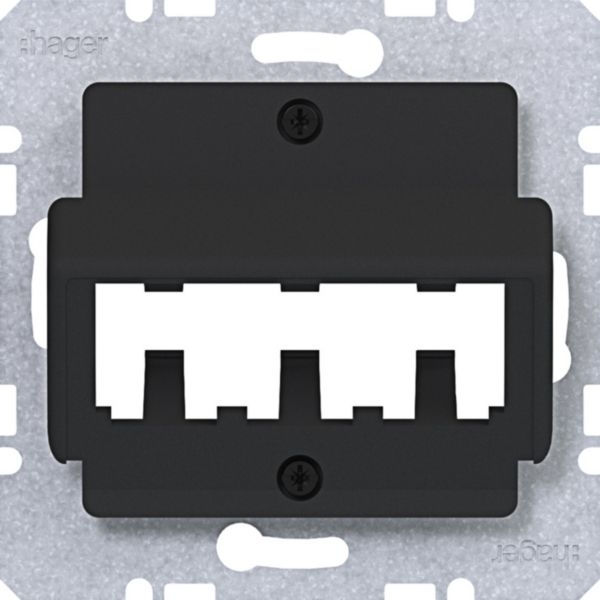 Hager WAF2162BM Zentralplatte für 3 MINI-COM Module, A.x/C.x/S.x/B.x/Q.x/K.x, nachtschwarz matt