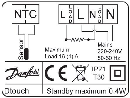Devi 140F1069 DEVIreg™ Touch Thermostat mit Bodenfühler, mit Rahmen, schwarz