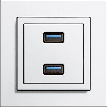 Gira 568403 USB 3.0 A 2-fach Kupplung, Einsatz reinweiß glänzend
