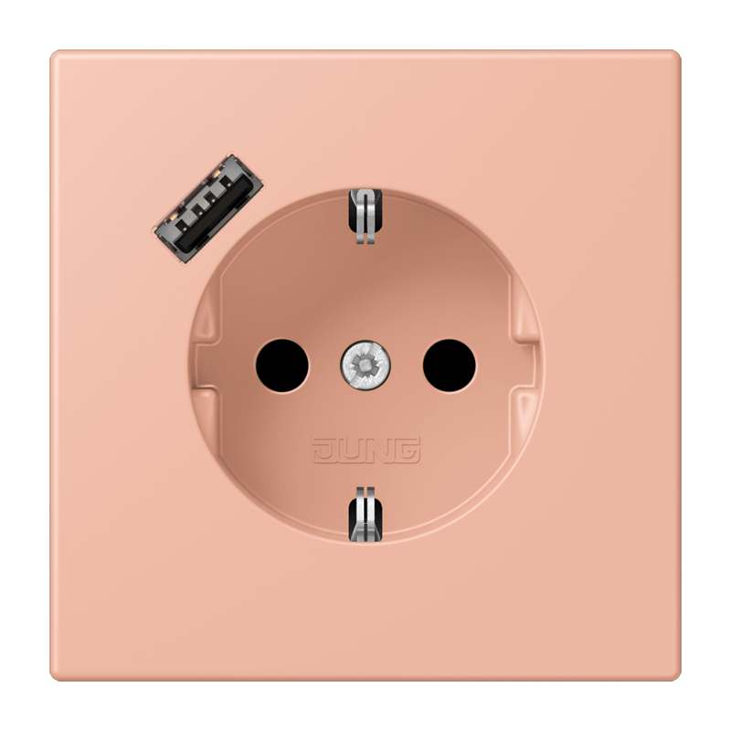 Jung LC152018A231 Schutzkontakt-Steckdose mit USB-Ladegerät Typ A, Safety+, Les Couleurs® 32102, rose clair