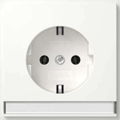 Gira 446266 Schutzkontakt-Steckdose mit Beschriftungsfeld und erhöhtem Berührungsschutz (Safety Plus) (IP20), Gira TX_44, reinweiß