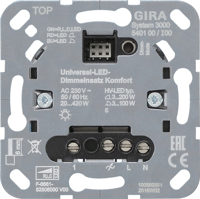 Gira 540100 System 3000 Universal LED Tastdimmer Komfort