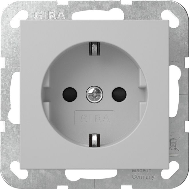 Gira 4755015 Schutzkontakt-Steckdose Shutter ohne Befestigungskrallen System 55 Grau matt