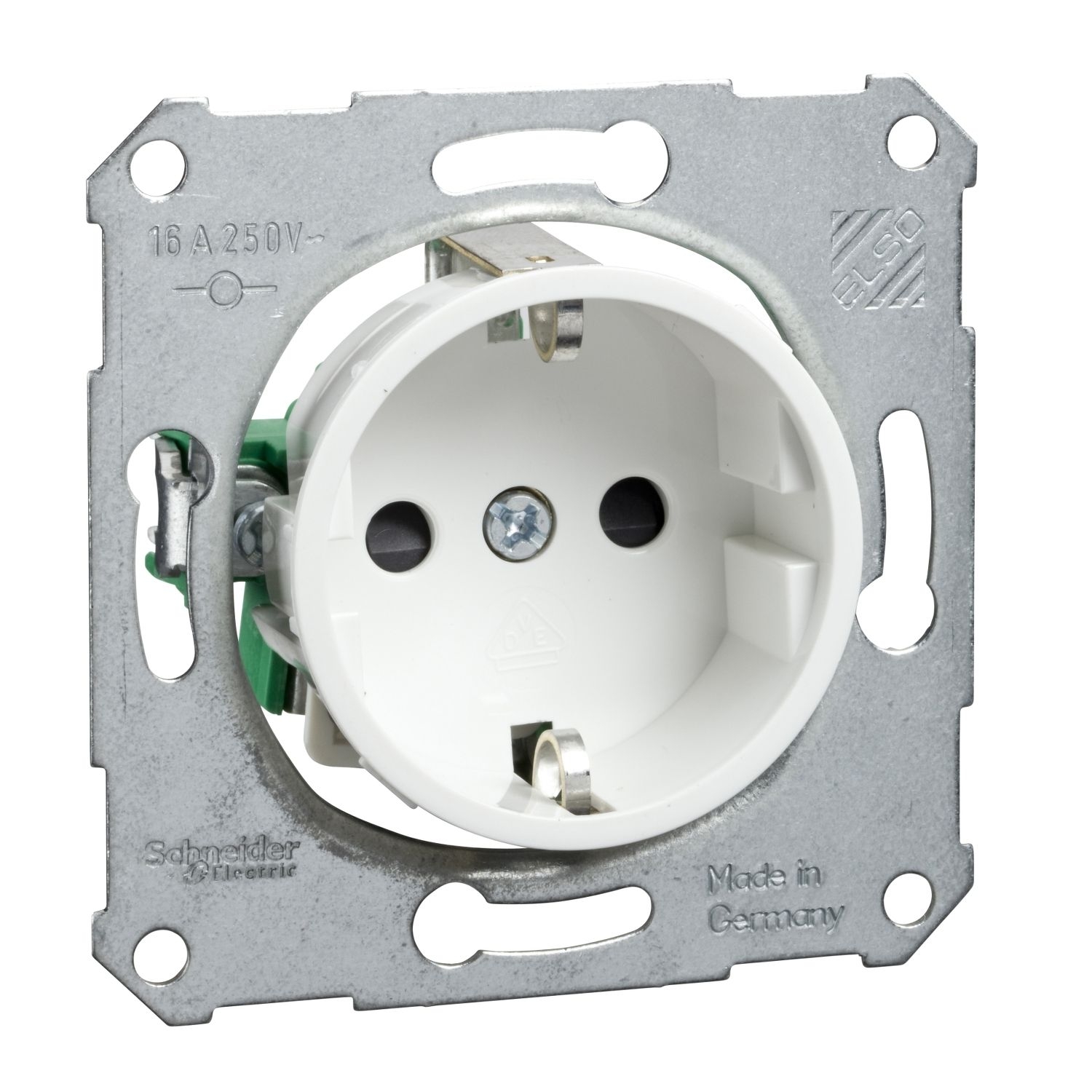 Elso 225214 Schutzkontakt-Steckdose (Baukastensystem) für Zentralplatte, mit erhöhtem Berührungsschutz, 16 A, 250 V, Steckklemme, bruchfest, Fashion/Fashion IP44/Joy/Joy IP44, reinweiß glänzend