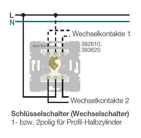 Berker 382610 Schlüsselschalter für Profil-Halbzylinder Modul-Einsätze