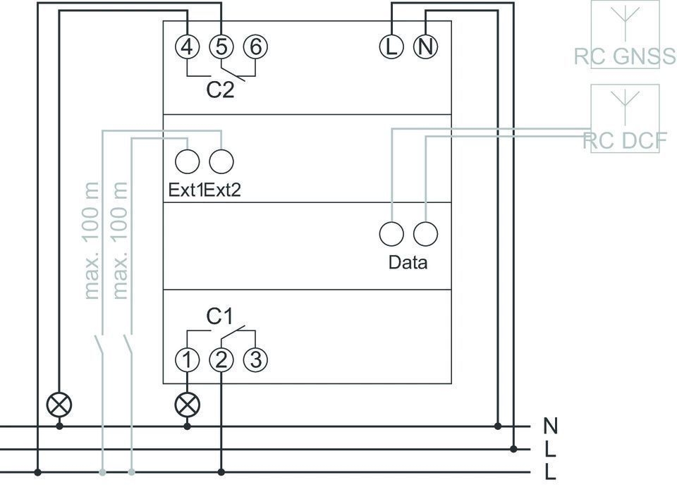 Theben 6420330 TR 642 top3 BLE RC Digitale Zeitschaltuhr, Jahresprogramm und Astro-Programm, 2 Kanäle, App-Programmierung möglich, DCF oder GNSS/GPS