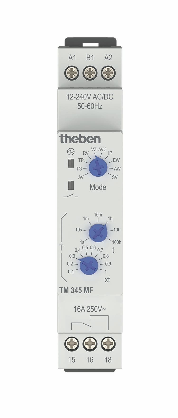 Theben 3450733 TM 345 MF Elektronisches Zeitrelais DIN-Schiene mit 10 Betriebsarten