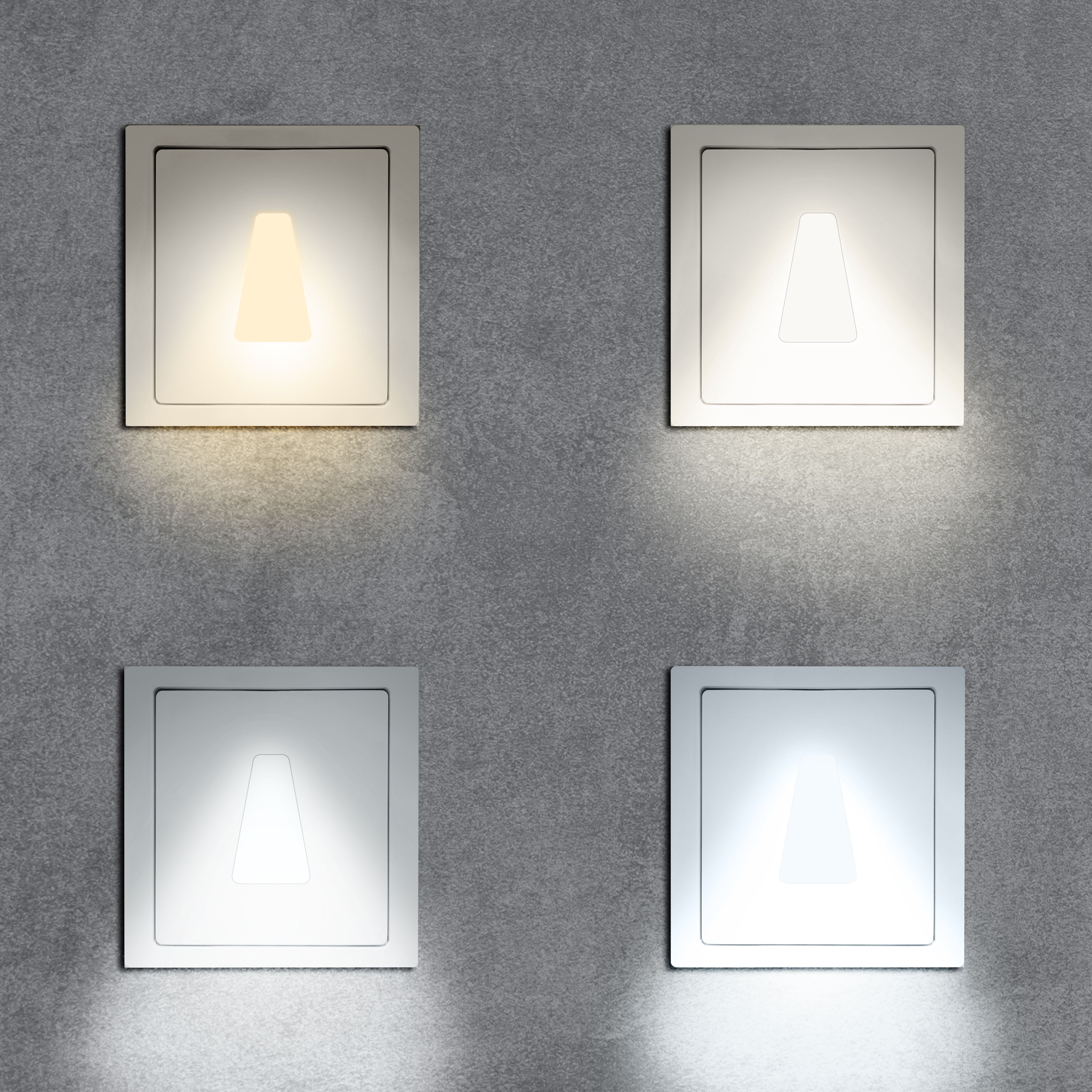 qles WET6035 Wandeinbauleuchte Trapez, für Merten D-Life, beleuchtet/LED/warmweiß (3000k), Lotosweiß, brillant, IP44