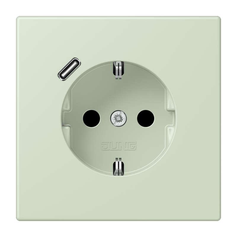 Jung LC152018C218 Schutzkontakt-Steckdose mit USB-Ladegerät Typ C, Safety+, Les Couleurs® 32042, vert anglais pâle