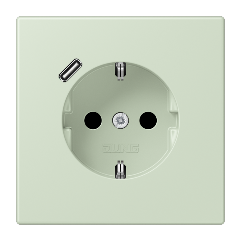 Jung LC152018C218 Schutzkontakt-Steckdose mit USB-Ladegerät Typ C, Safety+, Les Couleurs® 32042, vert anglais pâle