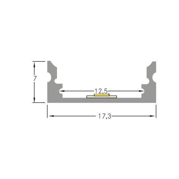 Brumberg 15891260 QualityFlex ONE LED-Anbauprofil-Komplettset, 2500 x 17,3 x 7 mm, alu eloxiert