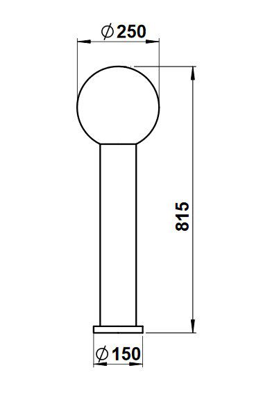Albert 662012 Pollerleuchte, Höhe 0,81m, schwarz, Kugel Blasenglas