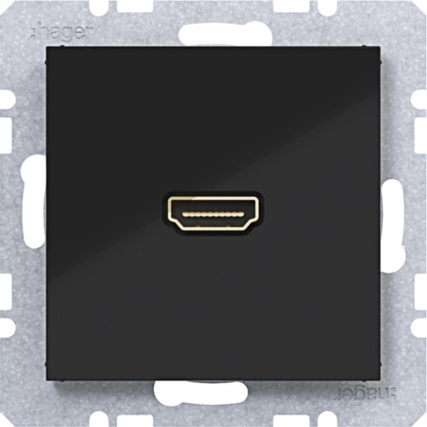 Hager WAF4379BG High Definition Steckdose HDMI, A.x/C.x, nachtschwarz glänzend