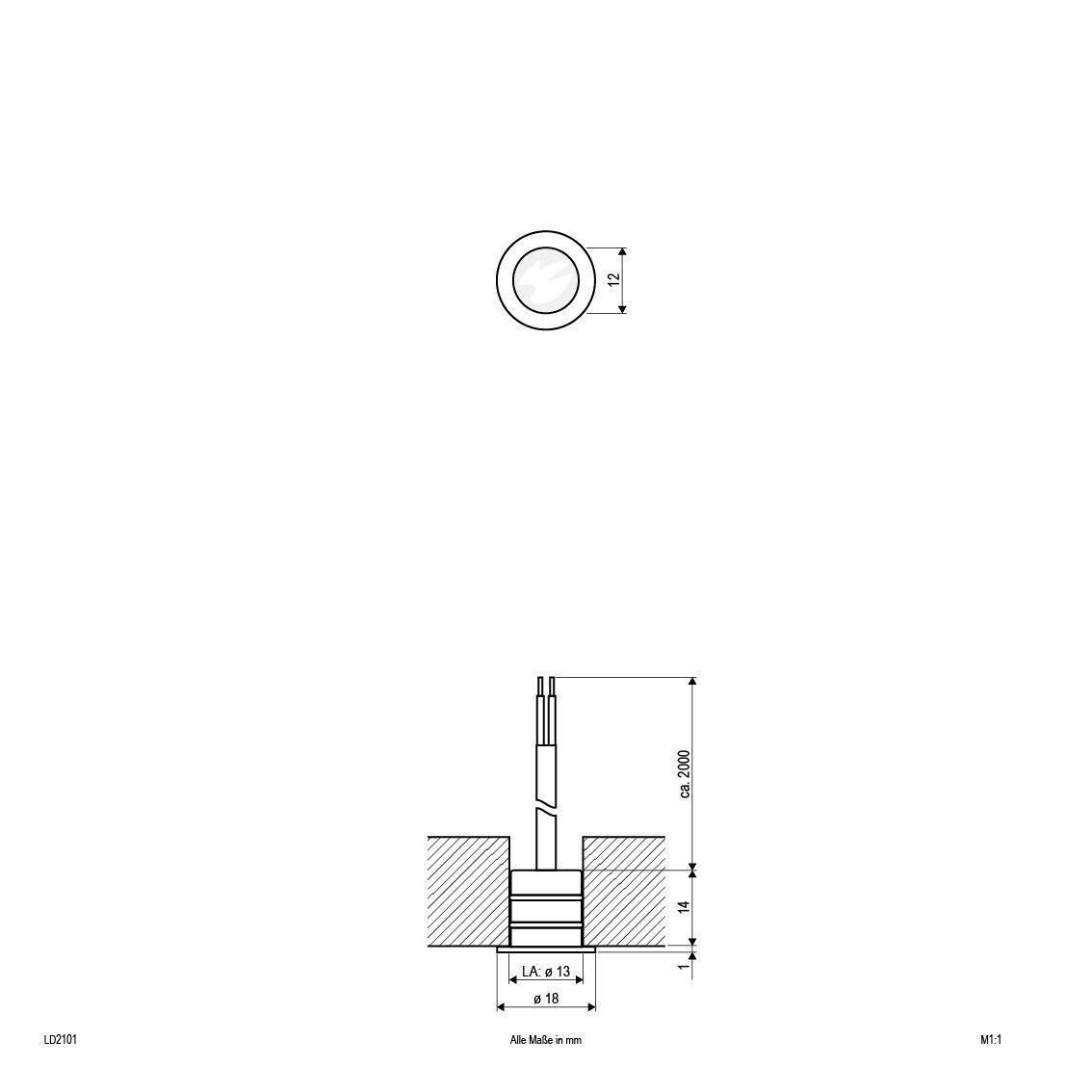 EVN LD2 102 LED-Einbaulichtpunkt 0,2W, Edelstahl, IP68