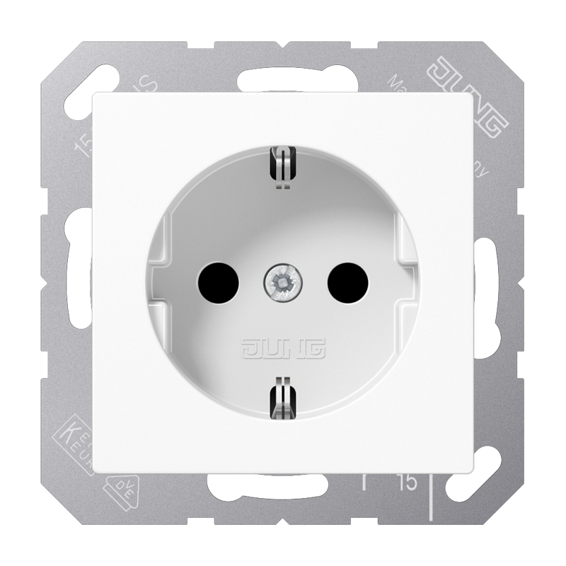 Jung A1520BFWW Schutzkontakt-Steckdose, 16 A 250 V ~, Thermoplast, Serie AS/A, alpinweiß