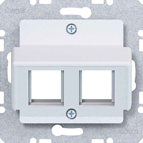 Hager WAF2165WM Zentralplatte 2-f.ach für Krone Jacks, 30° Schrägauslass, A.x/C.x/S.x/B.x/Q.x/K.x, lichtweiß matt
