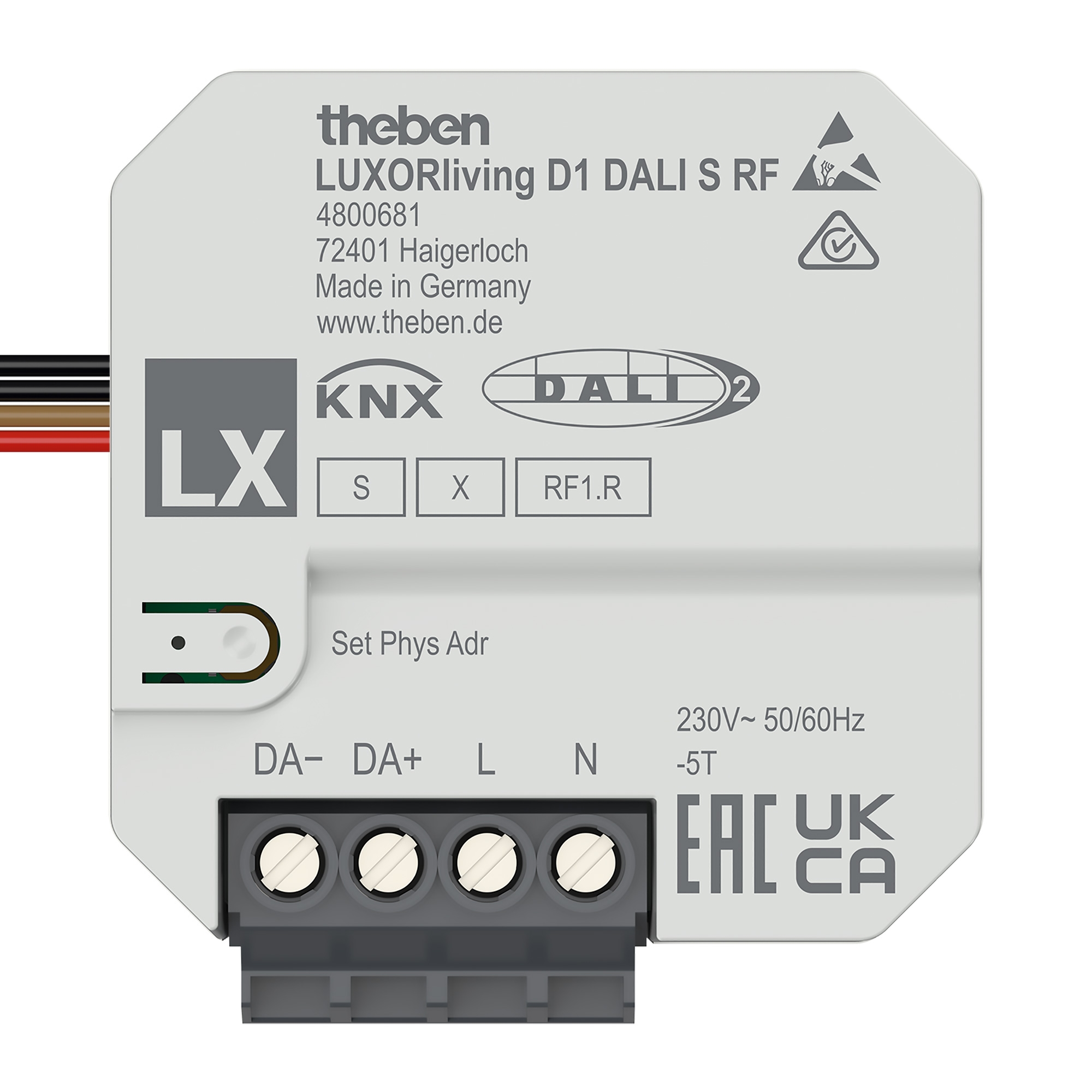 Theben 4800681 LUXORliving D1 DALI S RF, 1-fach DALI TP Funk-Aktor, Unterputz, Schnittstelle DALI-/KNX Bus-System