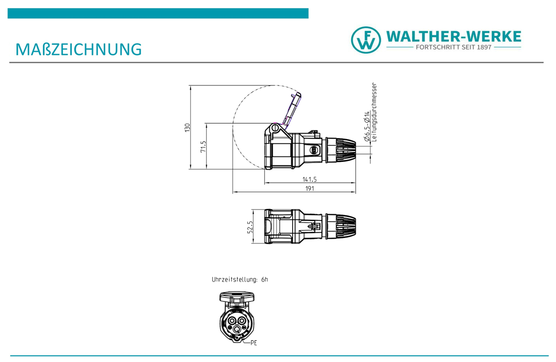 Walther Electric FW311306SK CEE NEO Kupplung Classic, 230V, 16A, 3P, 6h, IP54, mit Schraubtechnik