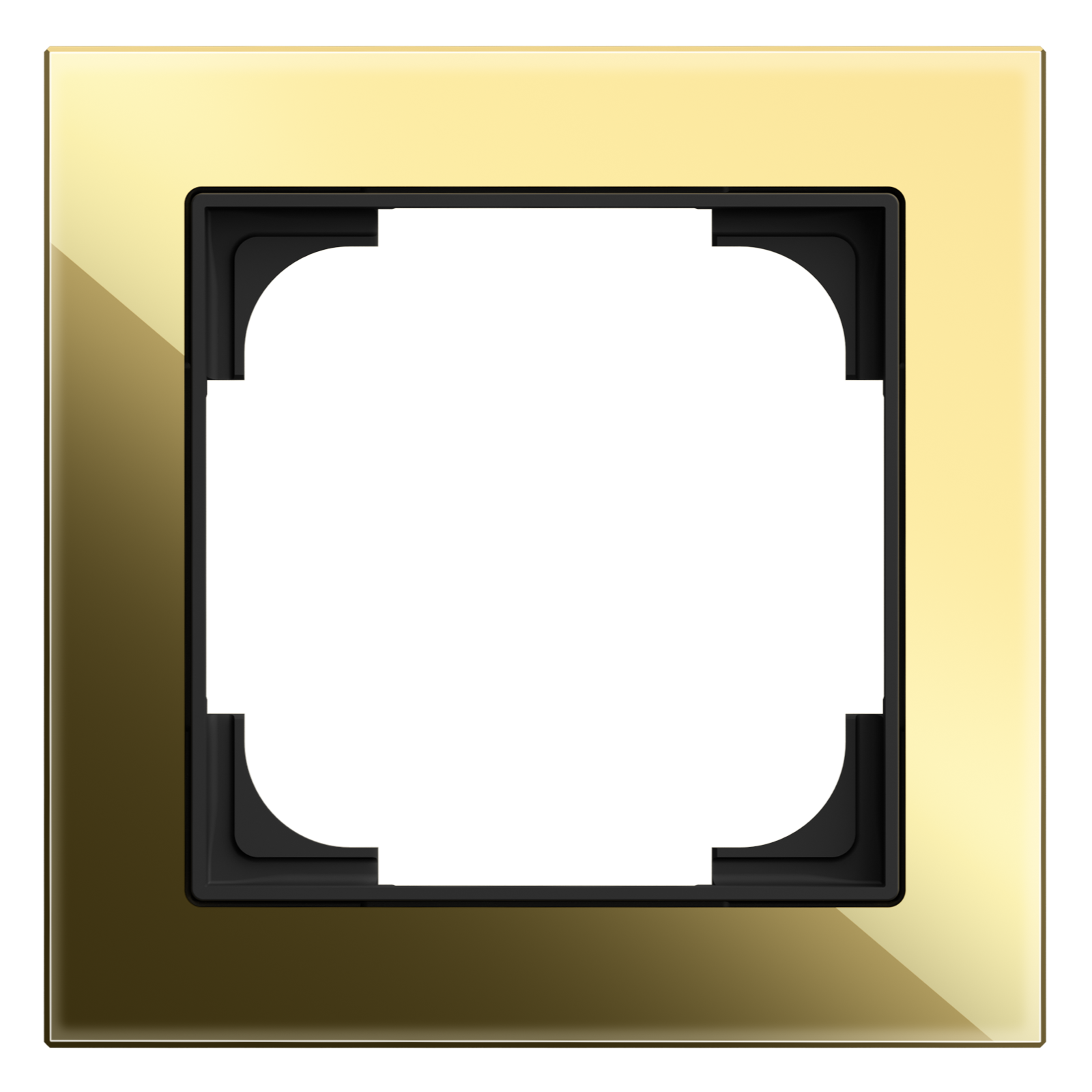 Busch-Jaeger 1721-4013 Abdeckrahmen 1-fach,  Busch-art linear, schwarzglas / gold glänzend