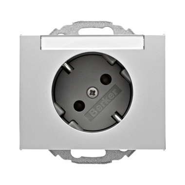 Berker 47287103 Schutzkontakt-Steckdose 45° mit Beschriftungsfeld, K.5, Alu