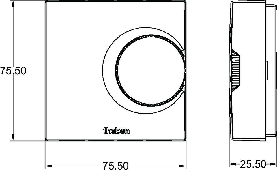 Theben 7010003 RAMSES 701 S Elektronischer Aufputz-Raumthermostat, Temperaturregelung über Stellrad, weiß