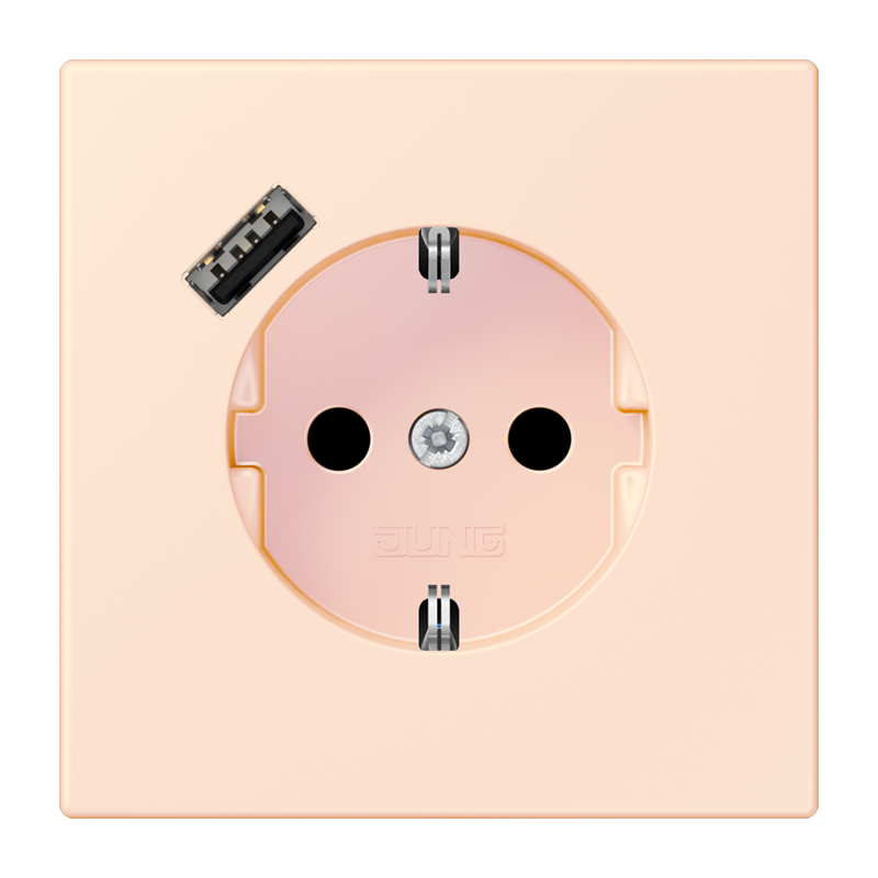 Jung LC152018A226 Schutzkontakt-Steckdose mit USB-Ladegerät Typ A, Safety+, Les Couleurs® 32082, orange pâle