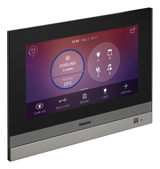 Legrand Bticino 3488 Touchscreen mit 7 Zoll Bildschirm für Hausautomation MyHome, Farbe: Schwarz