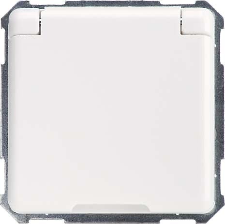 Elso 225034 Schutzkontakt-Steckdose mit Klappdeckel, 16 A, 250 V, Steckklemme, bruchfest, Fashion/Fashion IP44, reinweiß glänzend