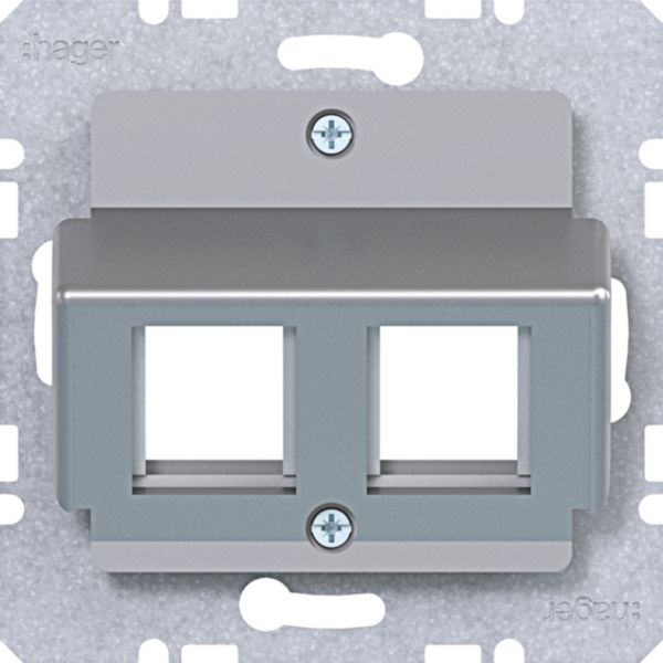 Hager WAF2165TA Zentralplatte 2-f.ach für Krone Jacks, 30° Schrägauslass, A.x/C.x/S.x/B.x/Q.x/K.x, titan matt