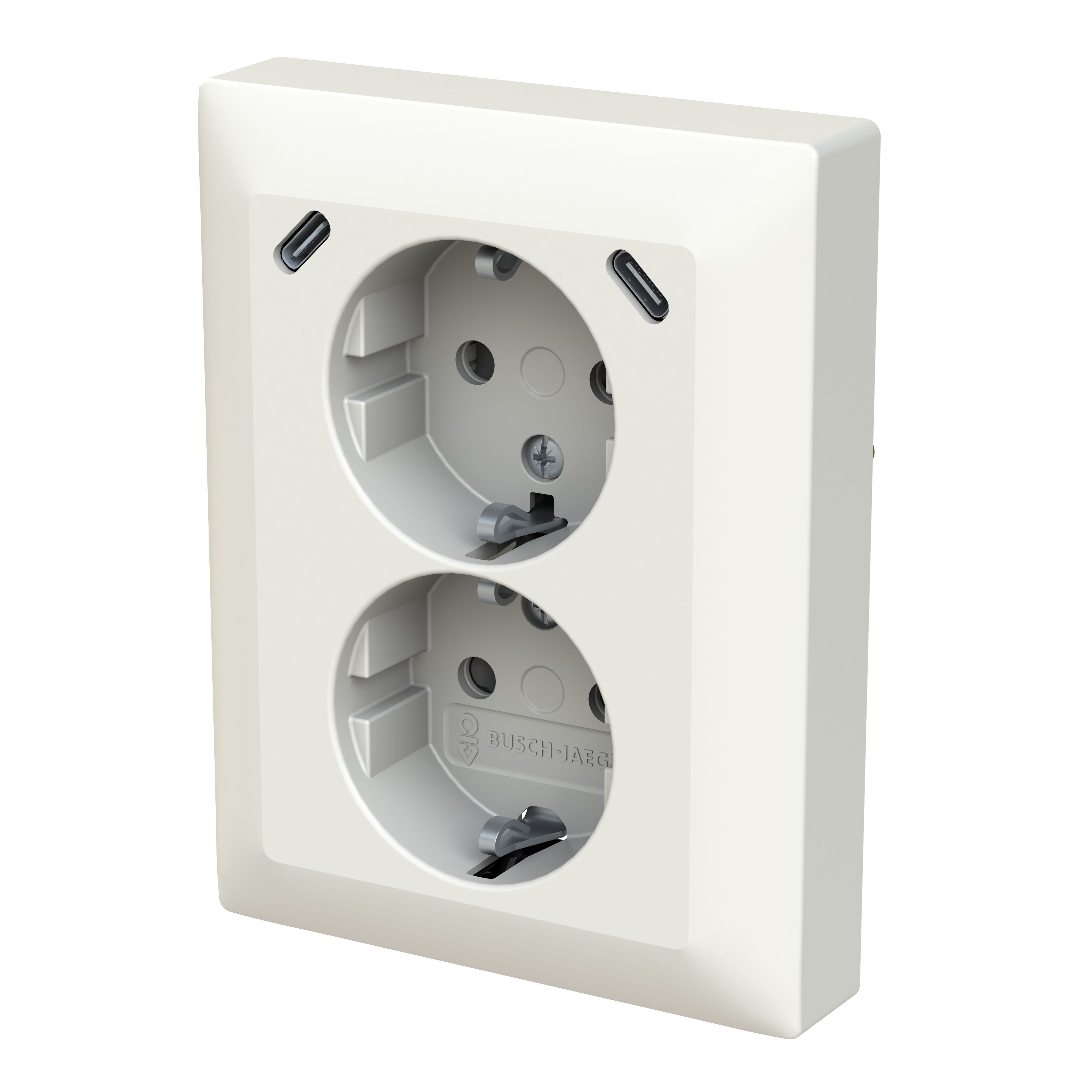 Busch Jaeger 202EUJRB2USBC-914 Schutzkontakt USB-Doppelsteckdose Safety+ mit 2x USB C, alpinweiß