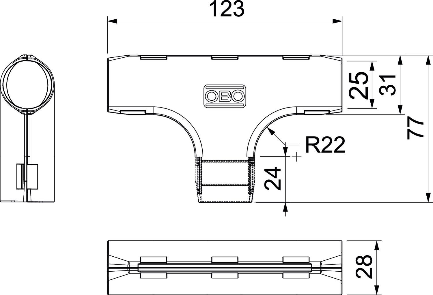 OBO Betterm. 2153955 Quick-Pipe T-Stück 3000 TMS M25 RW