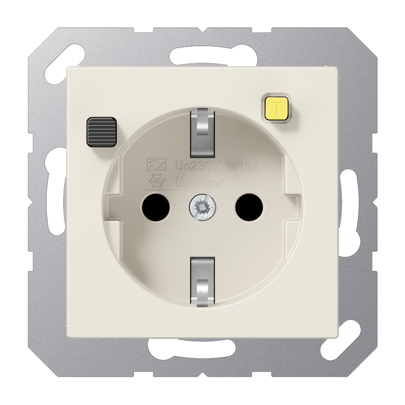 Jung A5520.30 FI-Schutzkontakt-Steckdose (RCD) 30 mA, Serie AS, weiß (ivory)