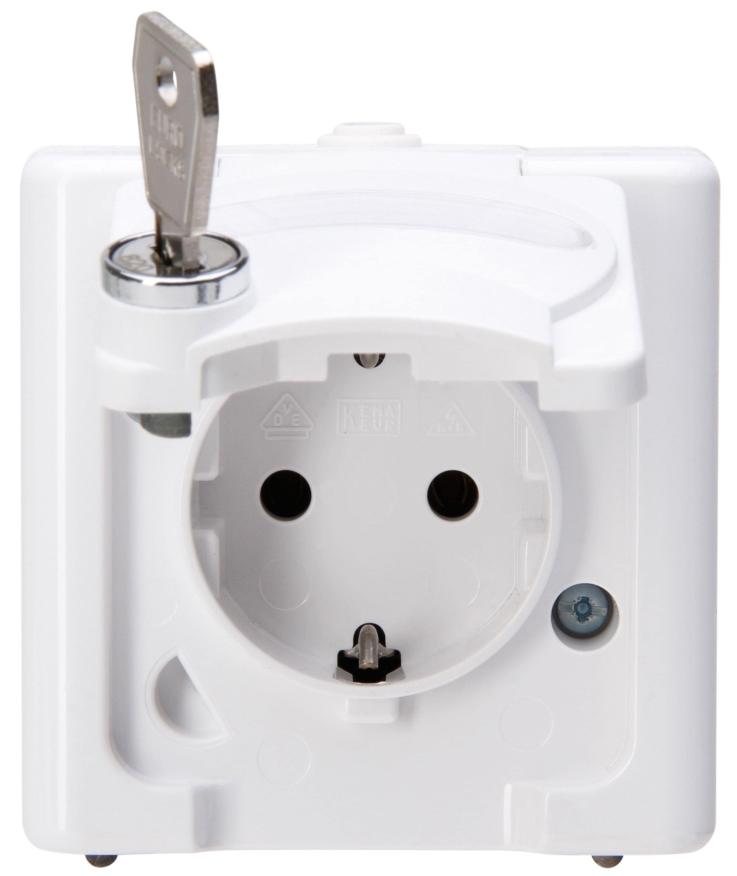 Kopp 104402001 Blue Elec. Schutzkontakt-Steckdose mit Schloß, Typ10, Aufputz IP44