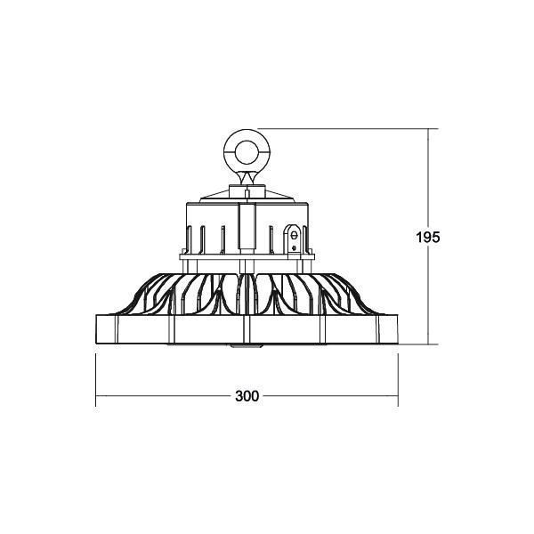 Brumberg 78313084 LED-Hallentiefstrahler, rund, 160 W, 26.100 lm, 4000 K, DALI-2 dimmbar, Multilumen, schwarz