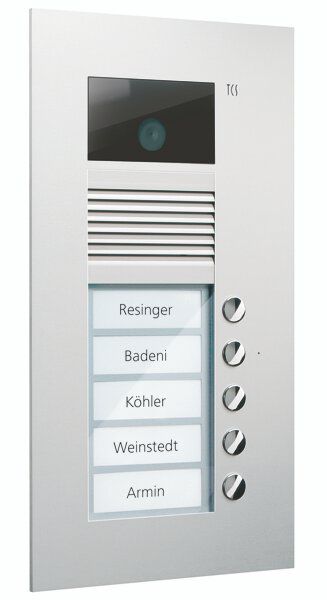 TCS PVU1650-0010 Video-Außenstation, Serie AVU, einspaltig mit Video-Türtelefon für 5 WE