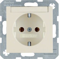 Berker 47508982 Schutzkontakt-Steckdose mit Beschriftungsfeld, S.1/B.3/B.7, weiß glänzend