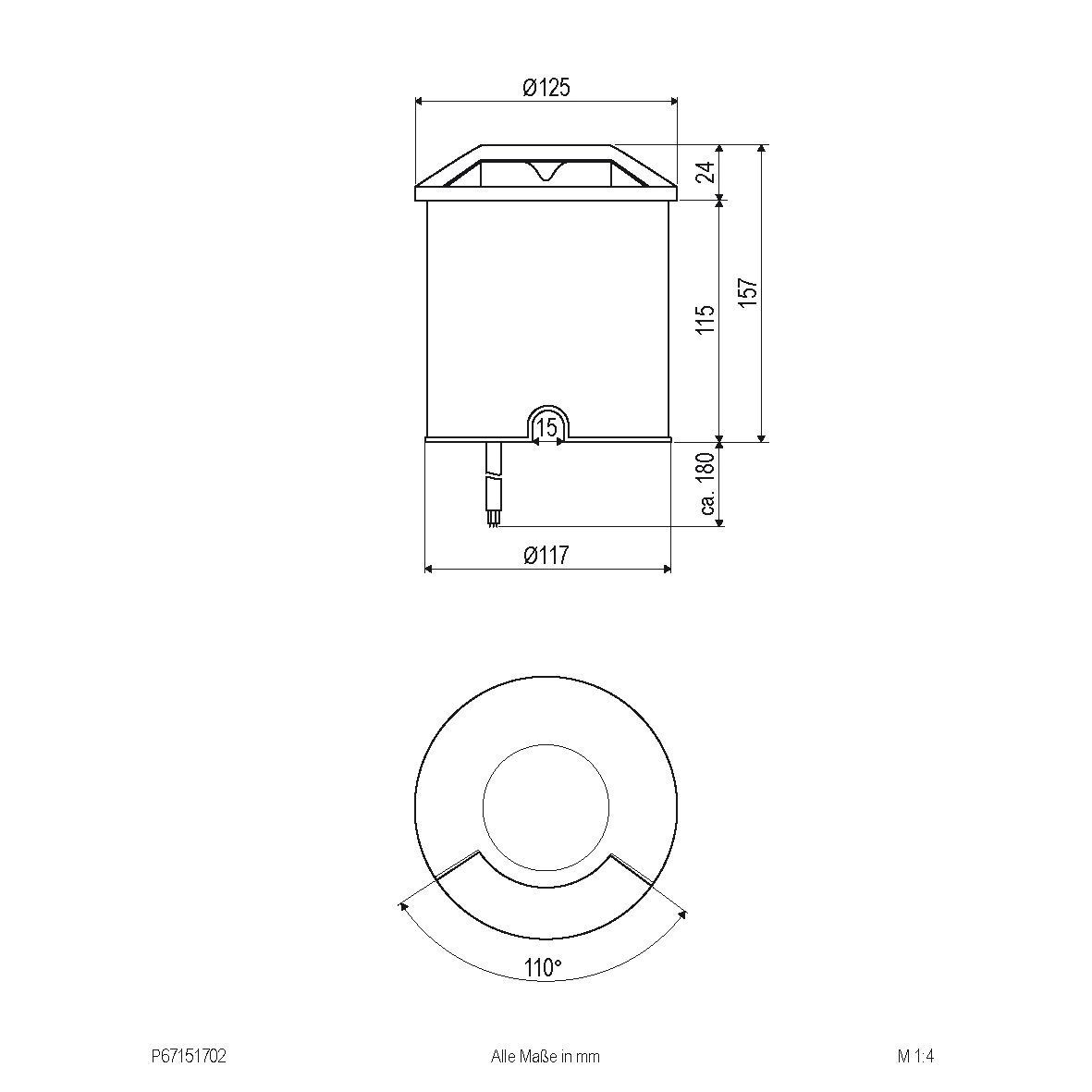 EVN P67151702 LED Bodeneinbauleuchte rund, 125mm, 3000K