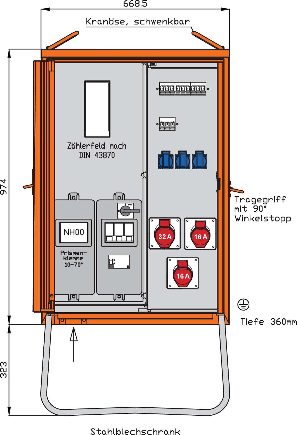 Walther WAV0101BR1 Anschlussverteiler 44kVA Vattenfall