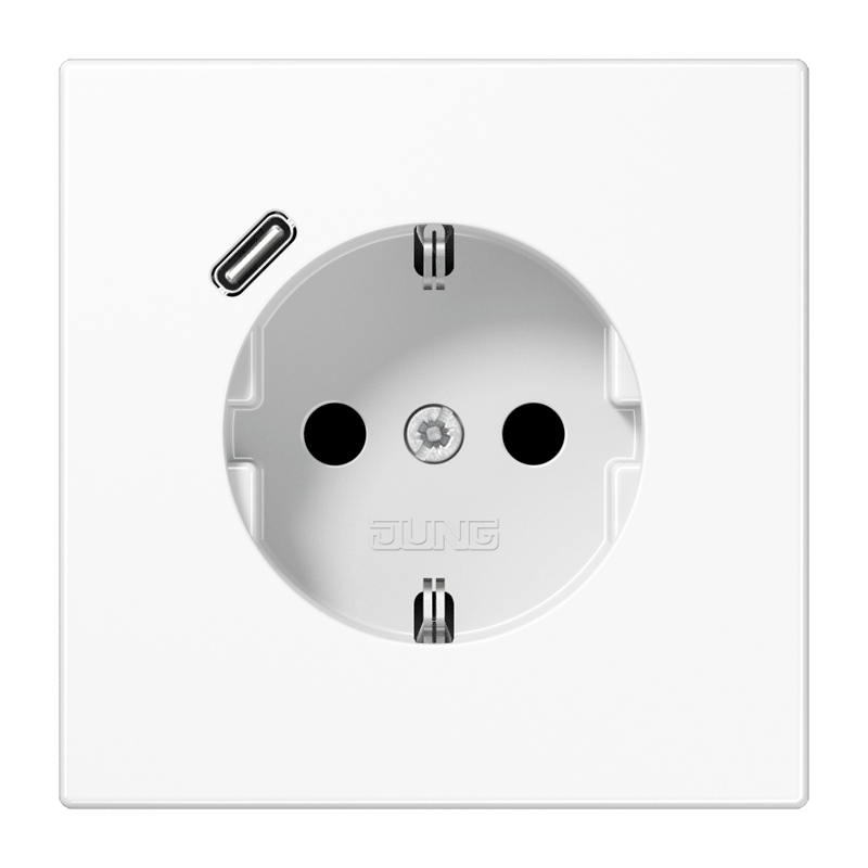 Jung LS1520-18CWW Schutzkontakt-Steckdose 16 A, mit USB-Ladegerät 1 x Typ C, SAFETY+, Serie LS, alpinweiß