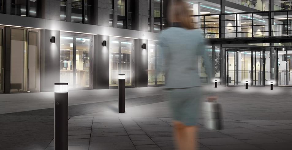 B-Ware - ESYLUX EL10820946 Pollerleuchte ALVA graphitgrau, 810lm, 4100 K, Bewegungsmelder, DALI, Seeluftbeständig