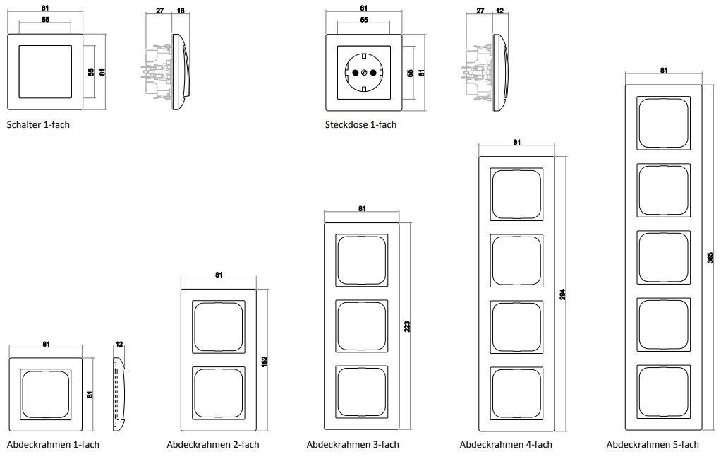 Busch-Jaeger 1734 NSK-914 Abdeckrahmen 4-fach mit Beschriftungsfeld, Busch-balance SI, horizontal, alpinweiß glänzend