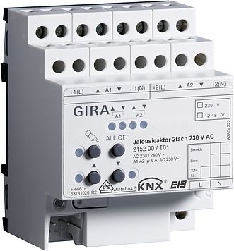 Gira 215200 Jalousieaktor 2-fach, 230 V AC mit Handbestätigung