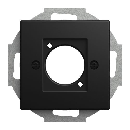 Busch-Jaeger 2553-915 Zentralscheibe 1-fach mit Tragring für XLR-Einbaubuchse Serie D, Busch-balance SI, schwarz matt