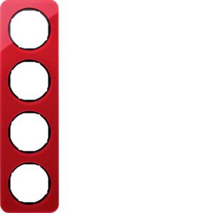 Berker 10142344 Rahmen 4-fach, R.1, Acryl rot transparent/schwarz glänzend