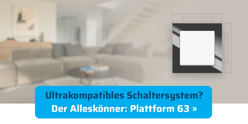 Modernes Wohnzimmer mit Busch-Jaeger Plattform 63 Schalter in schwarzem Rahmen