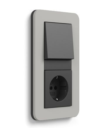 Gira 0213422 Abdeckrahmen 3-fach, Gira E3, grau Soft-Touch mit Trägerrahmen anthrazit