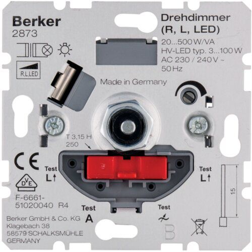 Berker 2873 Drehdimmer NV (R, L, LED) mit Softrastung Hauselektronik